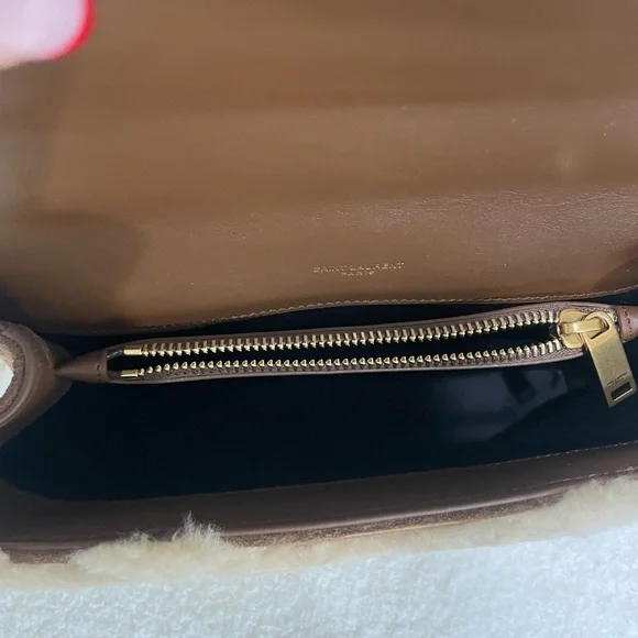 YSL Saint Laurent Medium College Shearling and Suede Crossbody - Picture 6 of 8